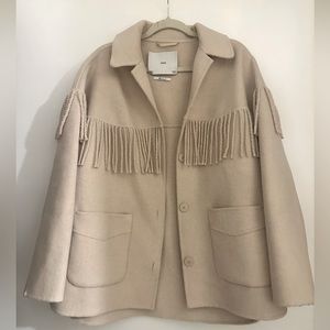 Mango handmade wool fringe oversized shirt jacket